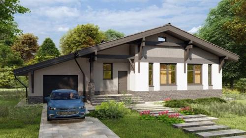 Эскизный проект большого одноэтажного дома. 01