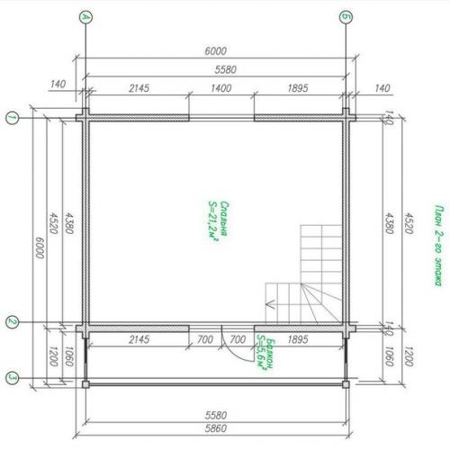 Дачный полутораэтажный дом из бруса. 03