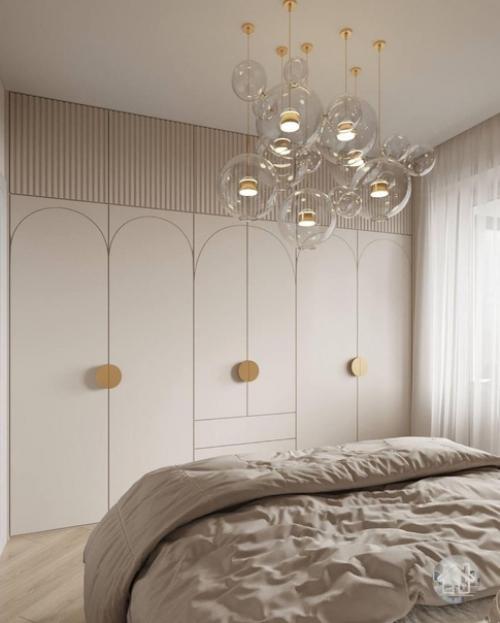 Лёгкий, спокойный интерьер 1-комнатной квартиры 42 м в приглашенных оттенках зелёного. 05