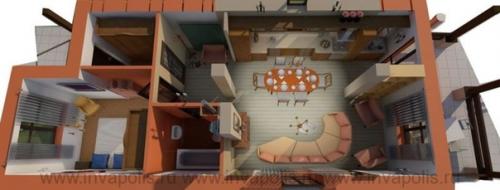 Майкоп - маленький дом из газобетона, с панорамным окном гостиной, для семейной пары архитектурного бюро инваполис. 06