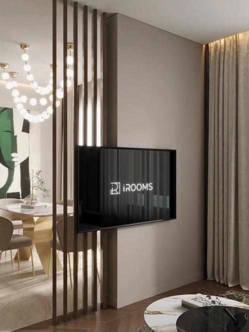 Прихожая, кухня - гостиная и балкон из нашего проекта трешка 71 м. 02