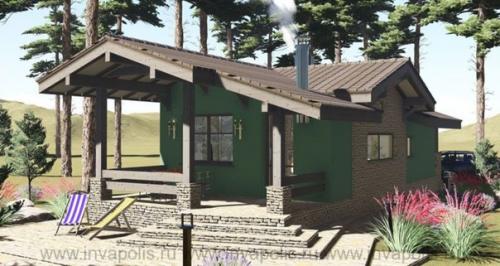 Майкоп - маленький дом из газобетона, с панорамным окном гостиной, для семейной пары архитектурного бюро инваполис. 03