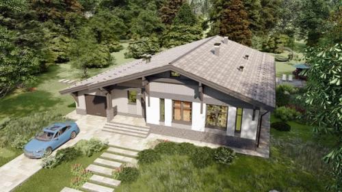 Эскизный проект большого одноэтажного дома. 06