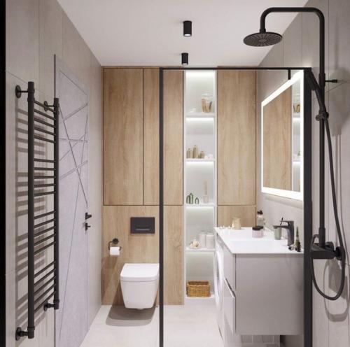 Ближе к природе: интерьер однокомнатной квартиры площадью 31 м с лесом в спальне. 09