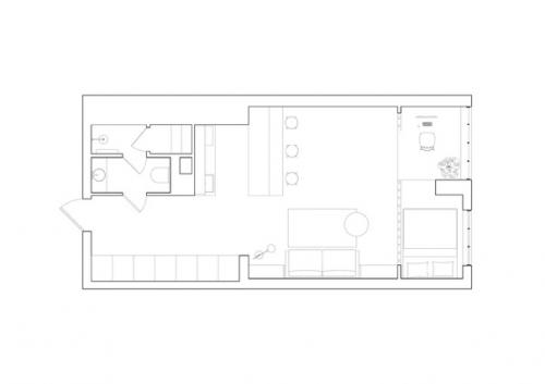 Интерьер квартиры - студии 51 кв. 09