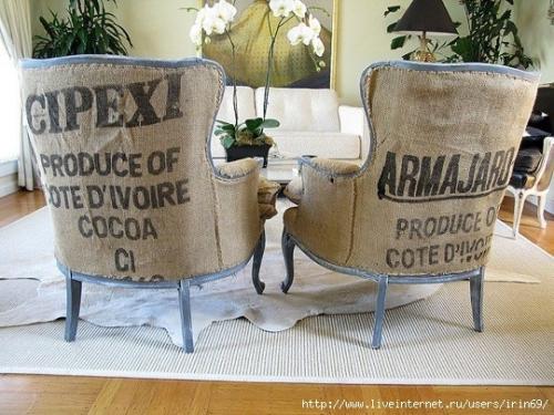 Альбом номер 1. мешковина, джутовые мешки - это самый экологичный, крепкий и очень дешевый материал для обивки мебели и оформления интерьера. 06