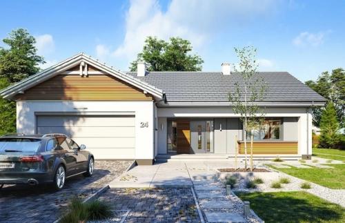 Эскизный проект стильного одноэтажного дома с гаражом. 02 Эскизный проект стильного одноэтажного дома с гаражом. 02