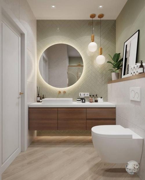 Лёгкий, спокойный интерьер 1-комнатной квартиры 42 м в приглашенных оттенках зелёного. 06