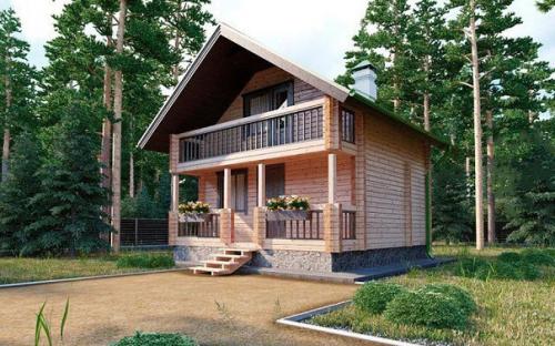 Дачный полутораэтажный дом из бруса. 01