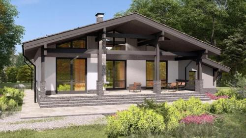 Эскизный проект большого одноэтажного дома. 07