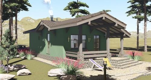 Майкоп - маленький дом из газобетона, с панорамным окном гостиной, для семейной пары архитектурного бюро инваполис. 02