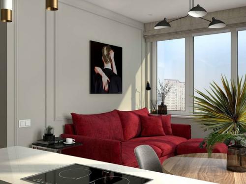 Красивая цветовая гамма с благородными оттенками в интерьере двухкомнатной квартиры. 03