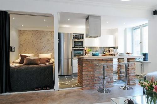 Интерьер квартиры - студии в Швеции. 01