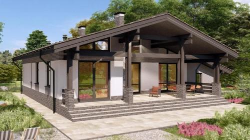 Эскизный проект большого одноэтажного дома. 03