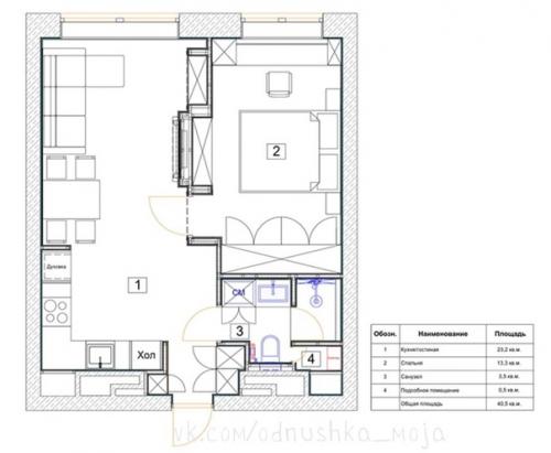Дизайн квартиры площадью 40. 09