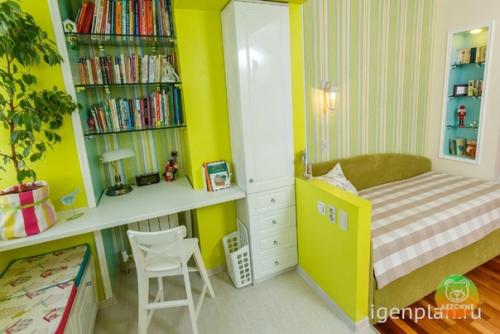 Детскaя комната c пpиcоединеннoй лоджией, для двoих детей. 05