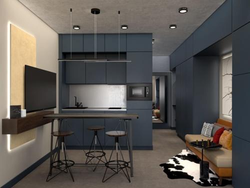 Креативный проект квартиры - студии 25 м 2 для молодого мужчины. 01