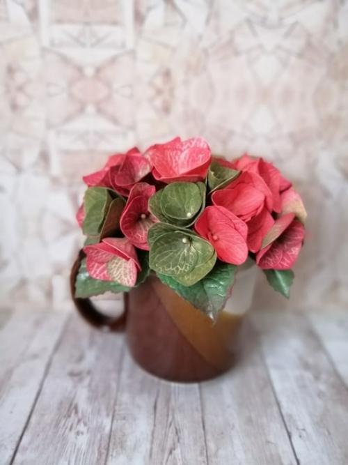 Букетики гортензий ручной работы из иранского фоамирана - нежность и огонь. 02