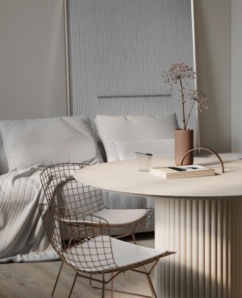 Эффектный интерьер кухни - гостиной с необычными деталями. 04