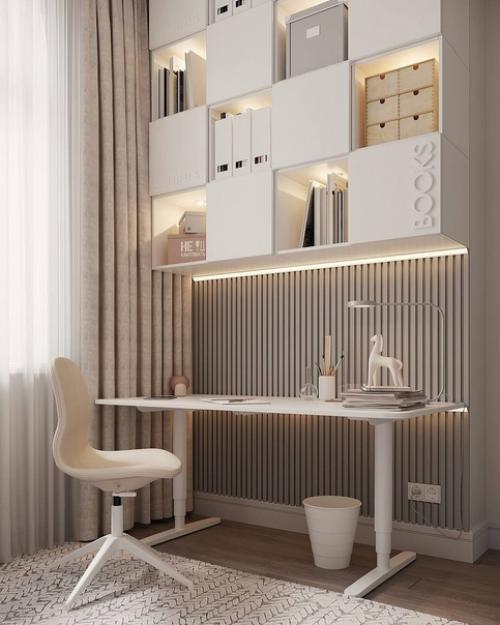 В комнате для подростка создана атмосфера комфорта, где интерьер оформлен в единой цветовой гамме, а дизайн выполнен в простом стиле. 02