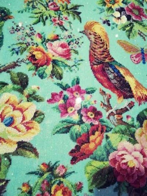 Полотно из бисера с птицами. 07
