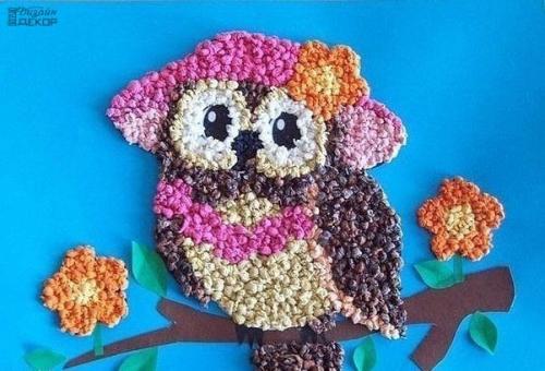 Аппликации из скрученных салфеток.