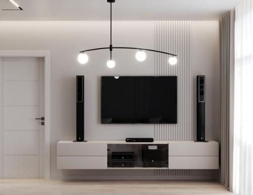 Визуализация кухни - гостиной из проекта квартиры для семейной пары. 02