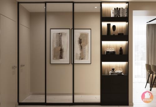 Современный интерьер кухни - гостиной в квартире площадью 65 кв. 07