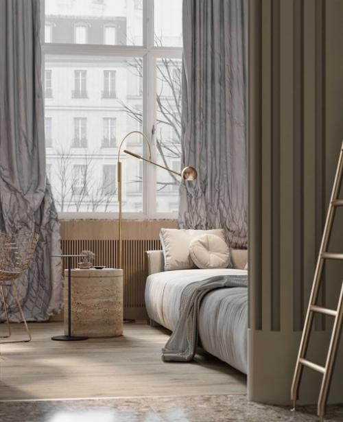 Эффектный интерьер кухни - гостиной с необычными деталями. 01