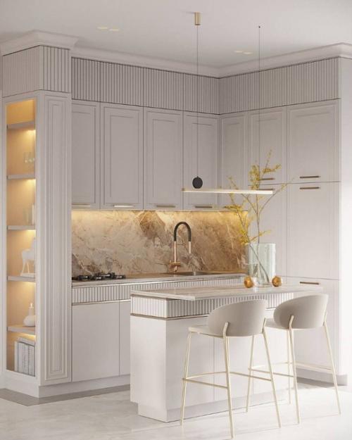 Светлый интерьер просторной кухни - гостиной! 04