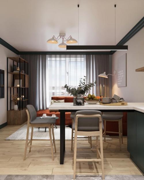 Интерьер кухни. Тут все продумано, техника спрятана, никакого визуального шума. 02