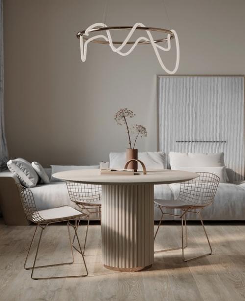 Эффектный интерьер кухни - гостиной с необычными деталями. 07