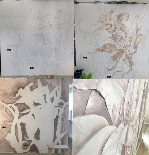 Процесс создания лепнины в гостиной трехкомнатной квартиры. 01