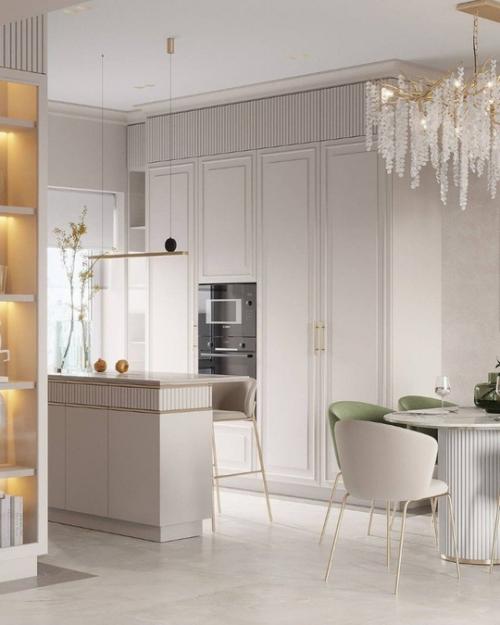 Светлый интерьер просторной кухни - гостиной! 01