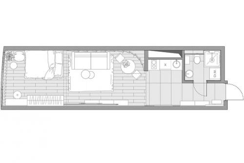 Интерьер квартиры - студии 34 кв. 09