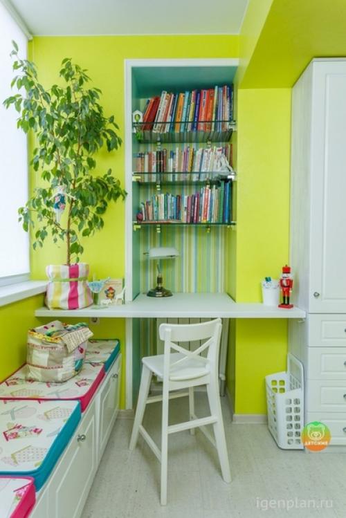 Детскaя комната c пpиcоединеннoй лоджией, для двoих детей. 03