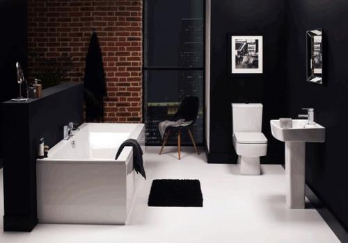 Кирпичная стена в дизайне интерьера ванной комнаты. 05