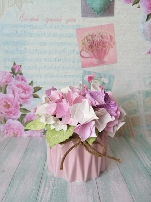 Букетики гортензий ручной работы из иранского фоамирана - нежность и огонь. 01