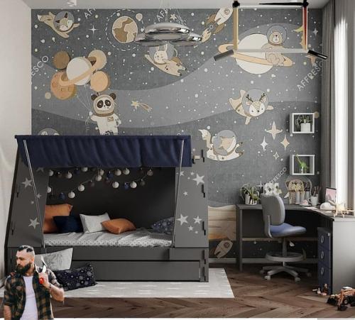 Идеальные варианты оформления акцентной стены в детской комнате от самостроя. 02