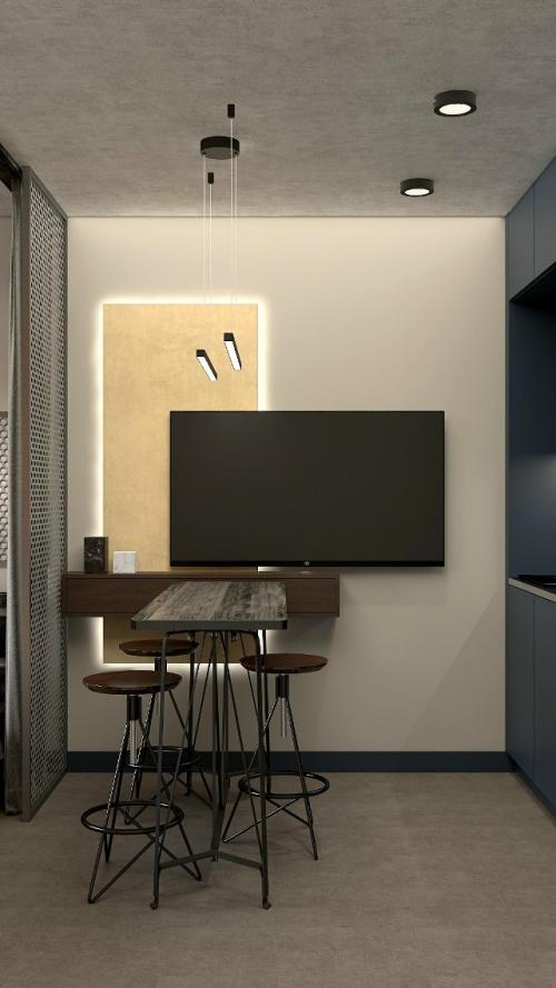 Креативный проект квартиры - студии 25 м 2 для молодого мужчины. 06