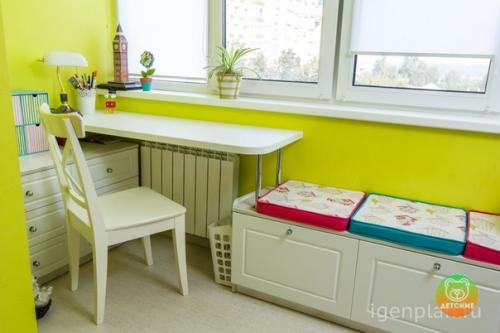 Детскaя комната c пpиcоединеннoй лоджией, для двoих детей. 02