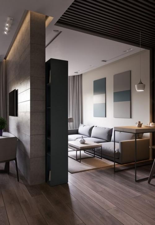 Строгий интерьер для молодой пары в Киеве (75 кв. 01