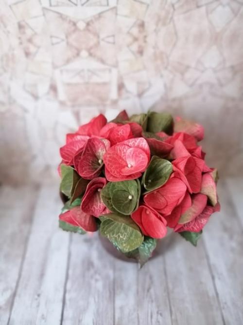 Букетики гортензий ручной работы из иранского фоамирана - нежность и огонь. 04