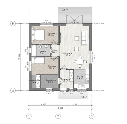 Эскизный проект одноэтажного дома. 04