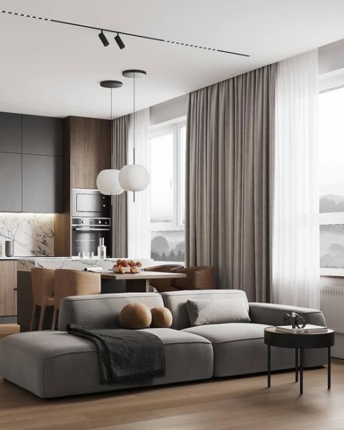 Дизайн кухни гостиной. 04