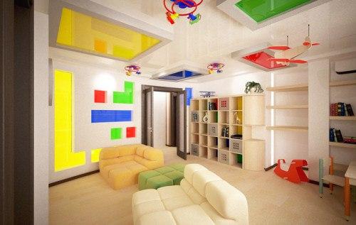 Потолок в детской: фото, способы оформления. 01