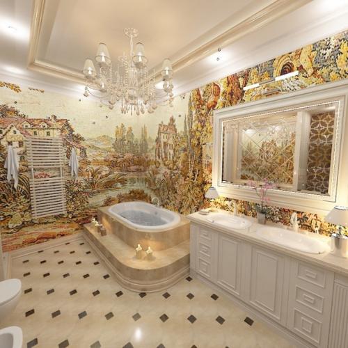 Восхитительный декор мозаикой ванной комнаты. 08