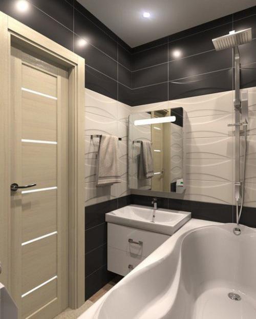 Дизайн проект ванной комнаты и туалета, выполненный в одном стиле. 02