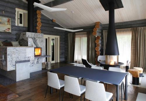 Мебель в доме из оцилиндрованного бревна. 03