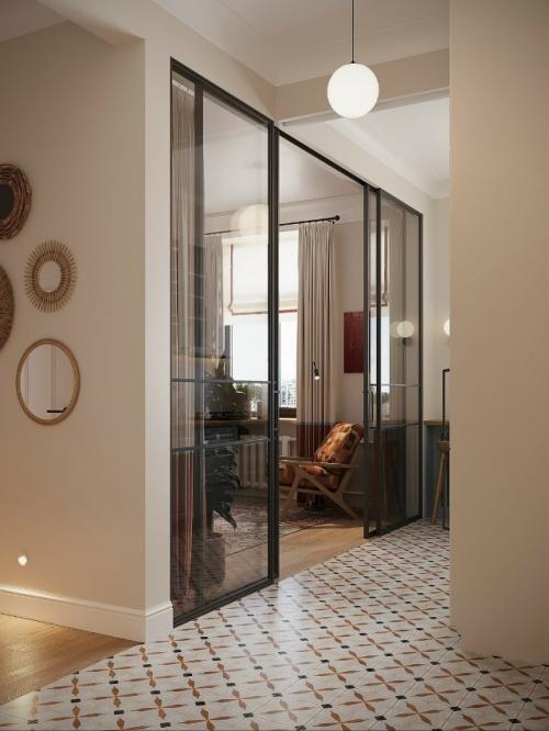 Проект квартиры.  Сначала заказчица мечтала о белой кухне - классической, лёгкой и универсальной. 03